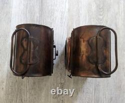 Lot of 2 Copper SHERWOODS Oil Lamp LANTERN Nautical Railroad Antique Vintage