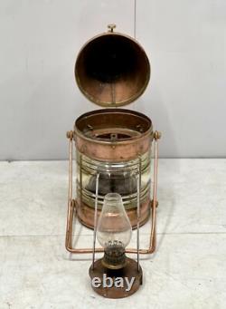 Lot of 3 Antique Nautical Ship Lanterns Copper Kerosene SE Vintage Lights
