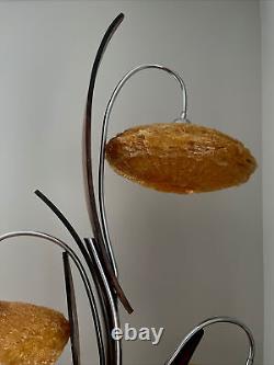 MCM Dutch 3 Light Walnut Spaghetti Shades Lamp 50 Tall