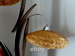 MCM Dutch 3 Light Walnut Spaghetti Shades Lamp 50 Tall