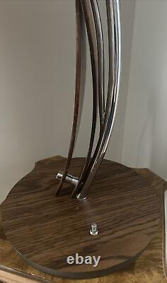 MCM Dutch 3 Light Walnut Spaghetti Shades Lamp 50 Tall