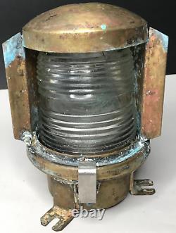 Marine Brass Glass Holophane Brittany Antique Vintage Lantern Antique