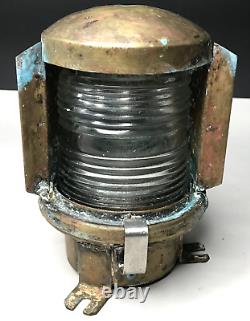 Marine Brass Glass Holophane Brittany Antique Vintage Lantern Antique