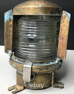 Marine Brass Glass Holophane Brittany Antique Vintage Lantern Antique