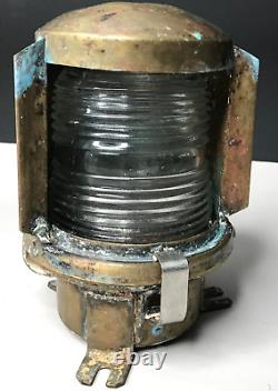 Marine Brass Glass Holophane Brittany Antique Vintage Lantern Antique