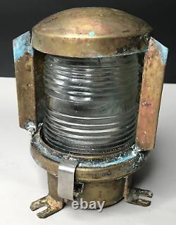 Marine Brass Glass Holophane Brittany Antique Vintage Lantern Antique