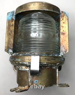 Marine Brass Glass Holophane Brittany Antique Vintage Lantern Antique