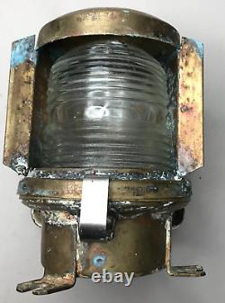 Marine Brass Glass Holophane Brittany Antique Vintage Lantern Antique