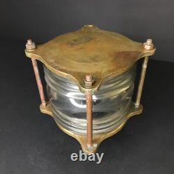 Marine Lantern Antique Vintage Holophane Glass Bronze From Britanny