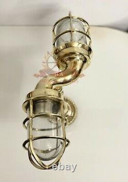 Maritime Theme Brass Twin Opposite side Swan Neck Antique Bulkhead Lamp Lot of 5