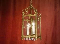 Medium Brass Lantern Lamp Old Chandelier Cut Glass 2 Lights Ø 11