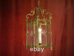 Medium Brass Lantern Lamp Old Chandelier Cut Glass 2 Lights Ø 11