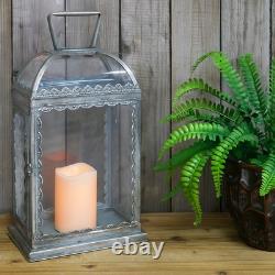 Metal and glass vintage candle lantern antique