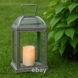 Metal and glass vintage candle lantern antique