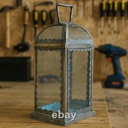 Metal and glass vintage candle lantern antique