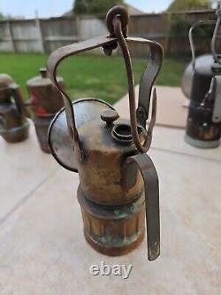 Miner's Lamps Justrite Brillant Search Light Made In USA Lot Of Five Brass Metal