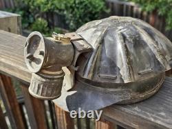 Miners Helmet Turtle Shell Hard Hat Justrite Carbide Lantern Lamp Antique