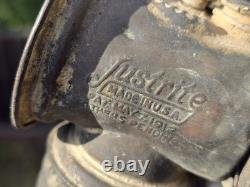 Miners Helmet Turtle Shell Hard Hat Justrite Carbide Lantern Lamp Antique