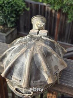 Miners Helmet Turtle Shell Hard Hat Justrite Carbide Lantern Lamp Antique