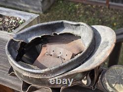 Miners Helmet Turtle Shell Hard Hat Justrite Carbide Lantern Lamp Antique