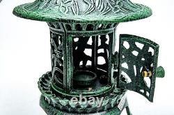 NIB Cast Iron Orchid Lantern by Terrace Accents Antique Green Finish