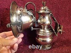 NICE CONDITION ANTIQUE OLD VINTAGE BICYCLE CARBIDE LAMP LANTERN w ORIGINAL GLASS