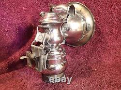 NICE CONDITION ANTIQUE OLD VINTAGE BICYCLE CARBIDE LAMP LANTERN w ORIGINAL GLASS