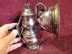NICE CONDITION ANTIQUE OLD VINTAGE BICYCLE CARBIDE LAMP LANTERN w ORIGINAL GLASS