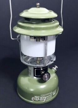 NICE Vintage SEARS Camping Lantern 72325 Avocado Green 5/77 Orig Frosted Globe