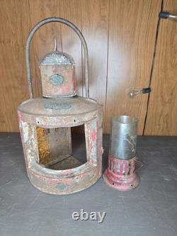 Nathaniel Tufts Antique Tin Port Lantern Patent 1873 Swivel Top Rare Ship Light