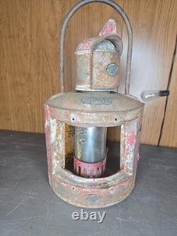 Nathaniel Tufts Antique Tin Port Lantern Patent 1873 Swivel Top Rare Ship Light