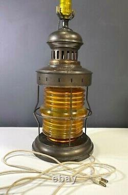 Nautical Anchor Oil Lantern Converted to Table Lamp VINTAGE