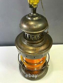 Nautical Anchor Oil Lantern Converted to Table Lamp VINTAGE