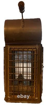 = Nautical Brass Portable Oil Caged Lantern Sherwood Wedge Kerosene Lamp