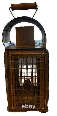 = Nautical Brass Portable Oil Caged Lantern Sherwood Wedge Kerosene Lamp