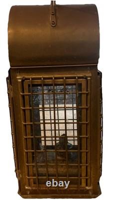 = Nautical Brass Portable Oil Caged Lantern Sherwood Wedge Kerosene Lamp