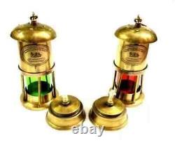 Nautical Set of 2 Antique Vintage Brass Minor Lamp Ship Boat Lantern Decor item