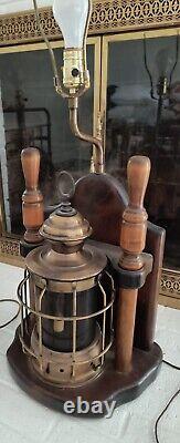 Nautical Themed Table Lamps Vintage Lantern Brass Beach 3 Mode Block/Pulley NICE