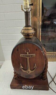 Nautical Themed Table Lamps Vintage Lantern Brass Beach 3 Mode Block/Pulley NICE