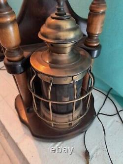 Nautical Themed Table Lamps Vintage Lantern Brass Beach 3 Mode Block/Pulley NICE