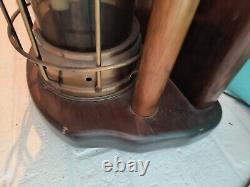 Nautical Themed Table Lamps Vintage Lantern Brass Beach 3 Mode Block/Pulley NICE