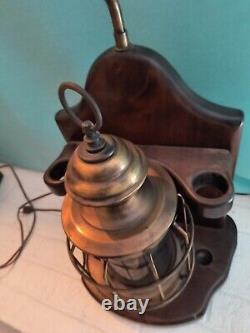 Nautical Themed Table Lamps Vintage Lantern Brass Beach 3 Mode Block/Pulley NICE
