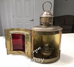 Nautical Vintage Brass Port Lantern & Star Board Oil Lamp Red & Green Maritime