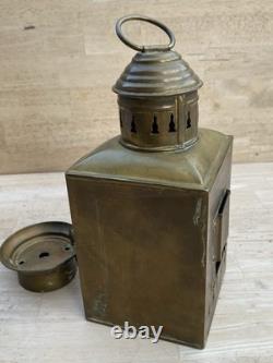 Nautical ship lantern RED CURVED GLASS Brass Oil Hanging Antique