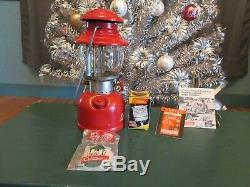Nice 1962 Vintage Coleman Dark Red 200a Lantern dated 11-62 + Funnel + Paperwork