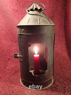 Nice Handmade Vintage Antique Tin Metal Candle Lamp Lantern Denmark Danish