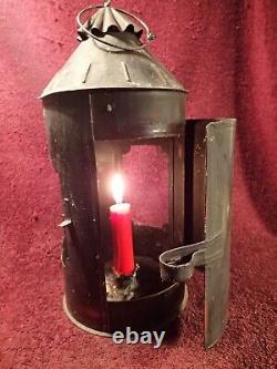 Nice Handmade Vintage Antique Tin Metal Candle Lamp Lantern Denmark Danish