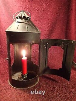 Nice Handmade Vintage Antique Tin Metal Candle Lamp Lantern Denmark Danish