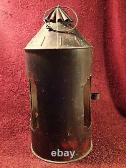 Nice Handmade Vintage Antique Tin Metal Candle Lamp Lantern Denmark Danish