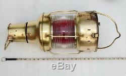 Nos Vintage All Brass Ships Lantern Class A2 Red Light Oil Kerosene Lamp In Box